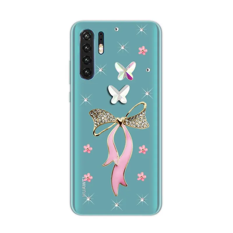 Прозрачный чехол с галстуком бабочкой для Huawei P30 Pro силиконовый накладка телефона