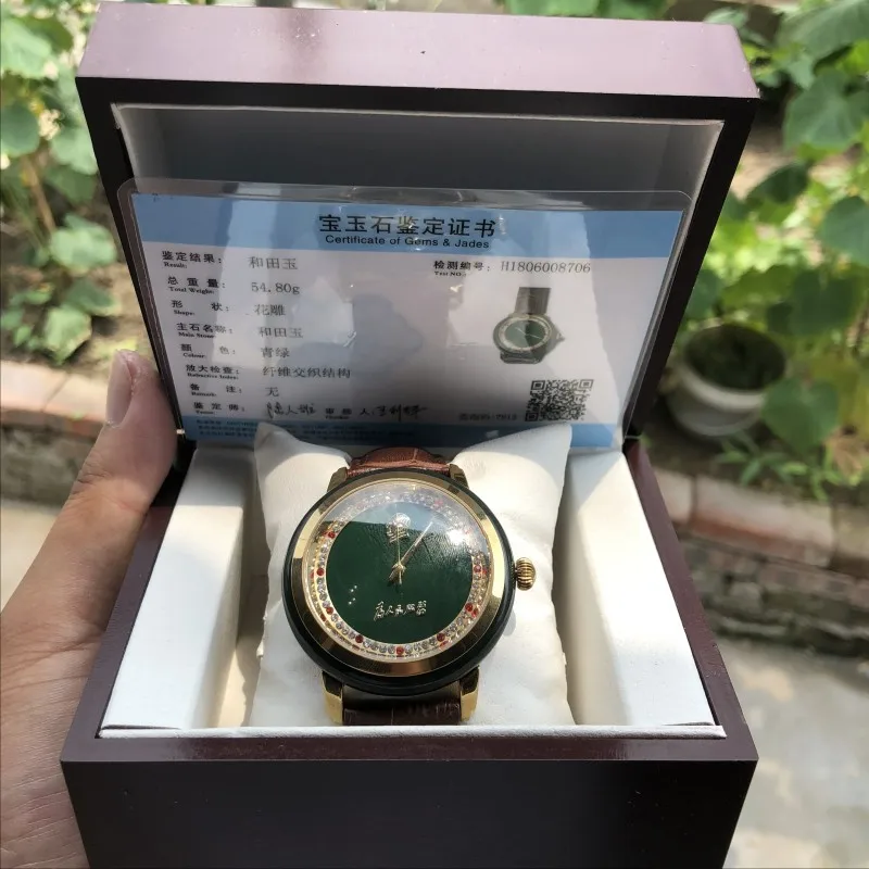 

Andtianyu jade watch natural and Tian Qingyu gold men's model quartz jade watch character style dad