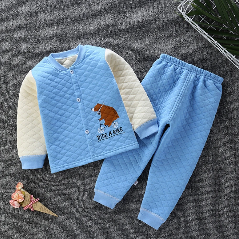 CYSINCOS/детский хлопковый домашний костюм; зимнее теплое нижнее белье для малышей; кардиган для маленьких мальчиков и девочек; комплекты утепленной одежды - Цвет: 5