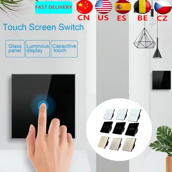 

Touch Switch EU Standard White Crystal Glass Panel Touch Switch Ac220v 1 Set 1 Way Wall Light Wall Touch Screen