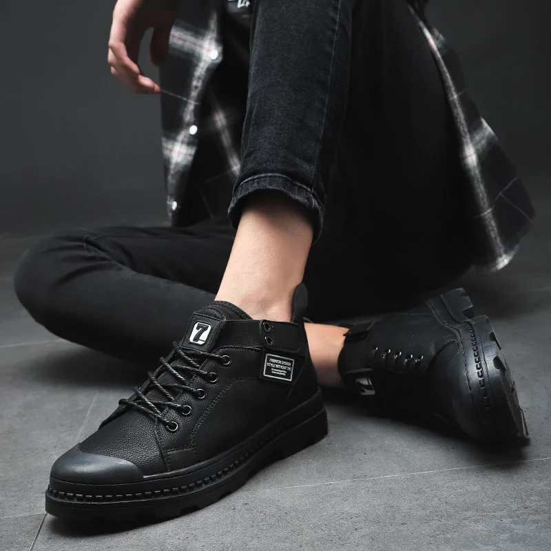 

Martin Boots Fashion Man 2018 Winter New Style British Style Worker Boot Genuine Leather Foot Covering Hight-top Short Boots Ret