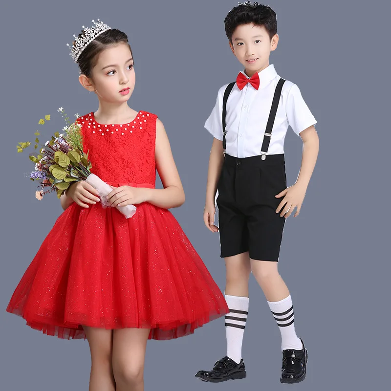 

CHILDREN'S DAY New Style Girls' Princess Skirt Kindergarten Dance Performance Puffy Mesh Dress Men And Women Children Chorus Per