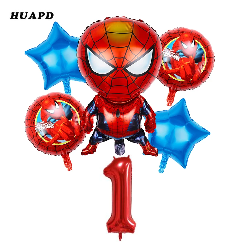 6 шт. фольгированные шары Супергероя человека-паука, детские товары для дня рождения, 32 дюйма, красные цифры 1, 2, 3, 4, 5, детские игрушки Супермена