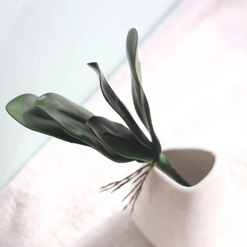 Artificial Butterfly Orchid Silk Leaf Flowers Decoration Thick Realistic Leaves