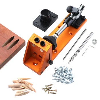 

Pocket Hole Jig 9.5mm Dowel Jig Aluminum Alloy Hole Drill Guide With Quick Fixed Clamp Base For Wood Jointing