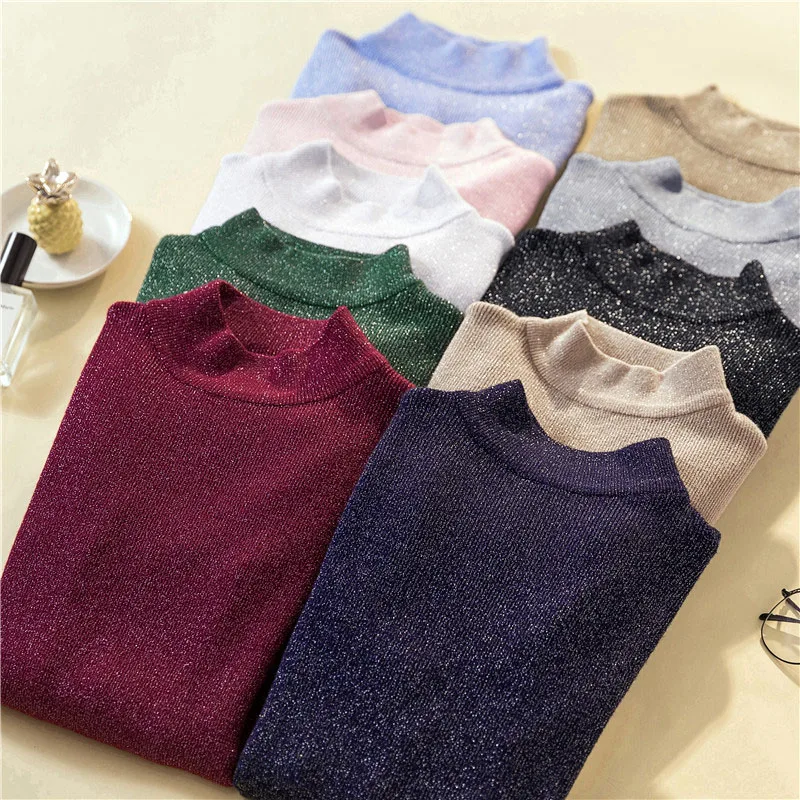shintimes Half Turtlelneck Women Sweater 2020 Autumn Winter Warm Knitted Jumper Rib High Quality Female Pullover Tops | Женская одежда