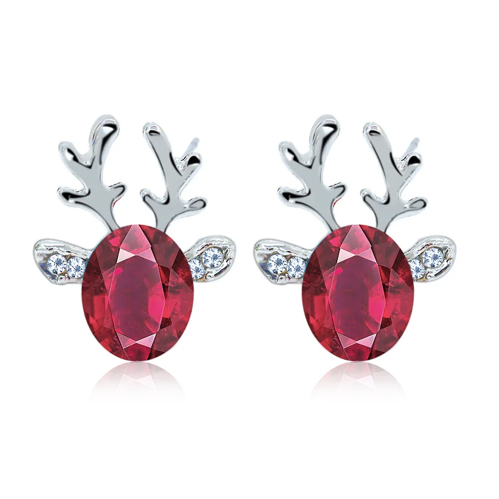violet-red 1 пара Женские серьги для девушек серьги-гвоздики в форме оленя Рождественский подарок ювелирные изделия KS-shipping - Окраска металла: violet-red