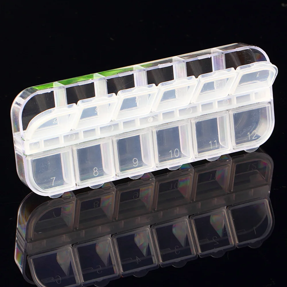 

12 Cells Jewelry Display Plastic Storage Case Box Sundries Organizer Jewelry Container Organizer Box For Jewelry Pill Nail Art