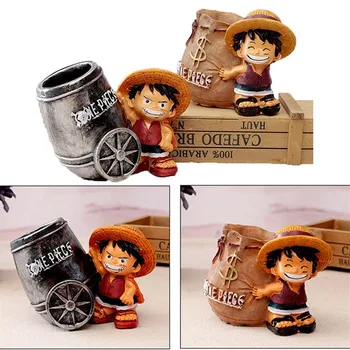 

Anime One Piece Luffy Resin Creative Figure Office Desk Pen Holder Collectible Decoration Action Figurines Boy Toys Useful Gifts