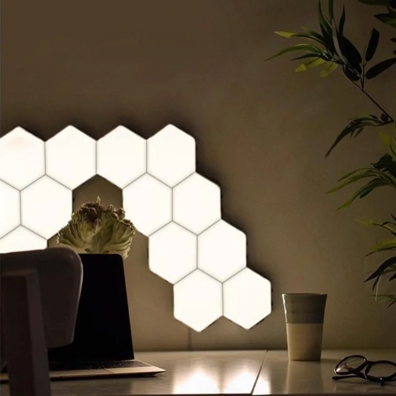 Portable LED DIY Hexagonal Wall Lamp Creative Bedroom Decor Night Light Modern Touch Sensitive Lighting Lamp Indoor Decor night light lamp