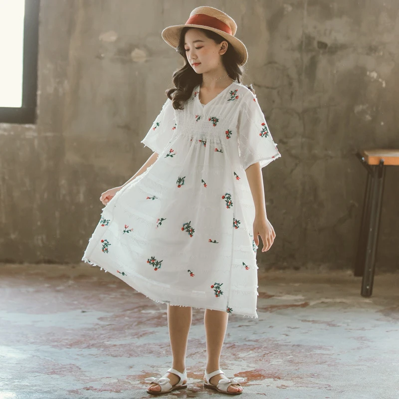 Girls Summer Dress 2020 New Arrival Teen Girls Cotton Floral Embroidered Loose  Casual Dress Kids Girls Cute Beach Dress, #8774 - Girls Casual Dresses -  AliExpress