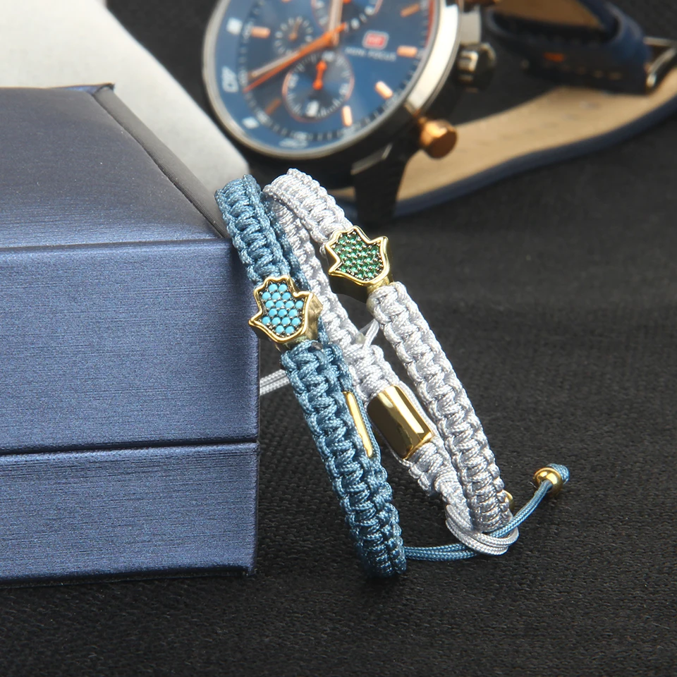 CZ Fatima Hand Braided Bracelet Jewelry Lover Couples Charm Women Gift Logo Engrave Service zircon bracelet