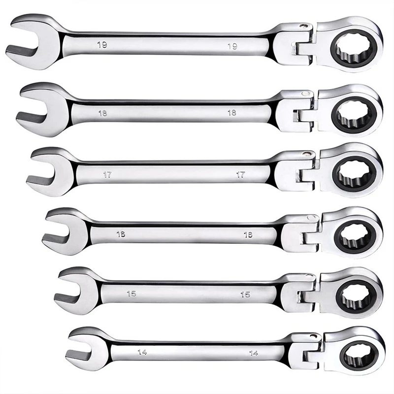 12Pc 8-19mm Flexible Metric Combination Wrench Head Ratchet Spanner Tool Set New 