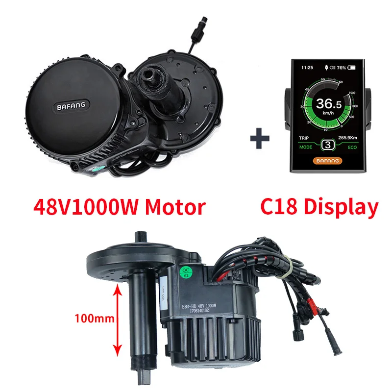 Bafang BBS03 48V 1000 Вт середине приводной двигатель 8fun BBSHD середине приводной двигатель DIY электрический велосипед Ebike двигателя Электрический Мотор велосипед Conversion Kit - Цвет: 48V 1000W C18 100MM