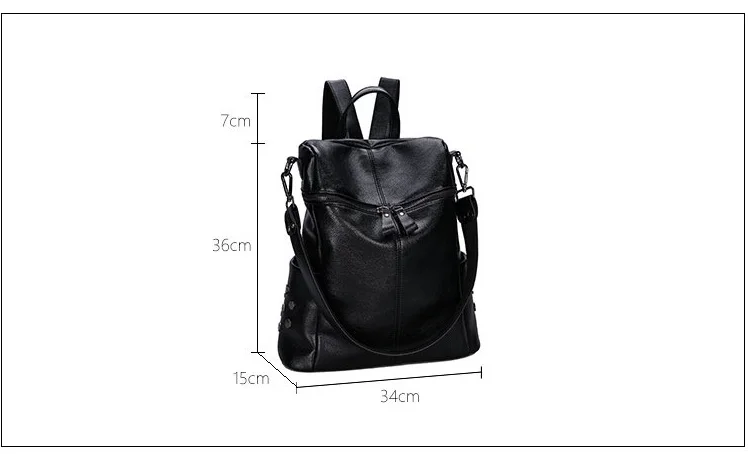 Высококачественный кожаный рюкзак из натуральной кожи, женский рюкзак Mochila Feminina на молнии, однотонный кошелек, рюкзак для книг C1163