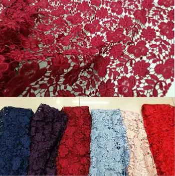 

African Nigerian Butterfly Flower Hollow Water Soluble Lace Fabric Purple Red Blue Embroidery Fabric DIY Party Dress T-shirt
