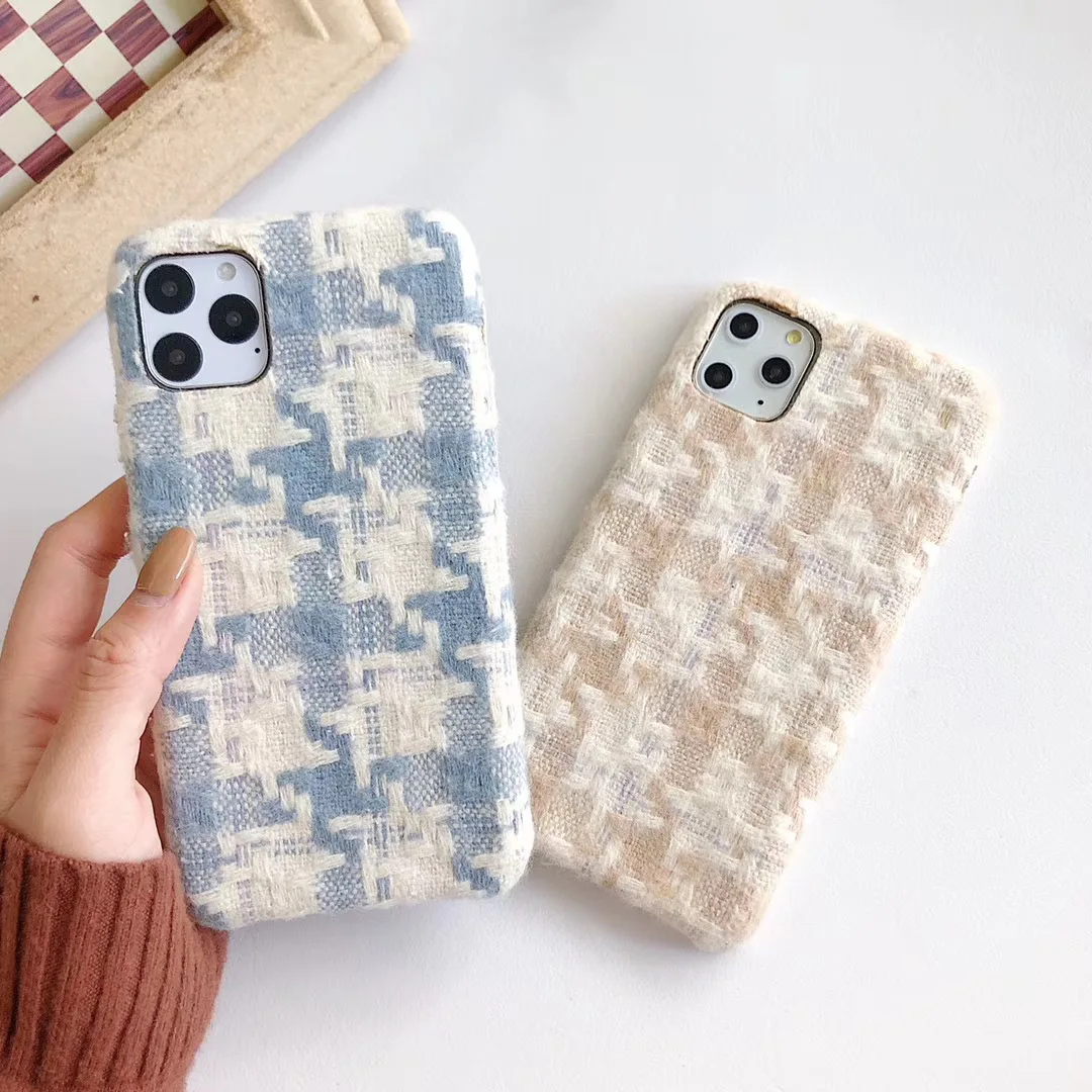 Роскошный шерстяной клетчатый чехол для телефона для iPhone 11 Pro XR X XS Max 7 8 Plus 6 6 S, Теплый Мягкий Пушистый Плюшевый чехол на заднюю панель, капа, подарки на Рождество