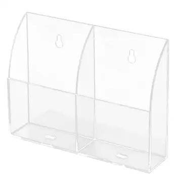 

1pc 2 Grids TV Air Conditioner Remote Control Storage Rack Wall-Mounted Transparent Mobile Phone Storage Box
