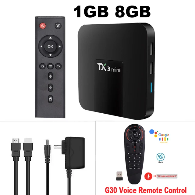 TX3 Мини Android 7,1 tv Box Smart tv H.265 4K Amlogic S905W 2G 16G телеприставка поддержка Мультимедийный проигрыватель с IPTV Tanix tv box 1G8G PK X96 - Цвет: 1G 8G-G30 Remote