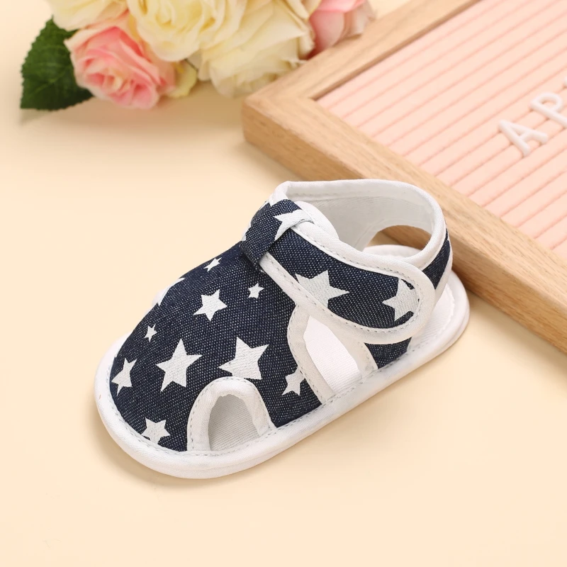 2021 NEW 0-18Months Kids Newborn Baby Boys Fashion Summer Soft Crib Shoes First Walker Anti Slip Sandals Shoes Soft Sole