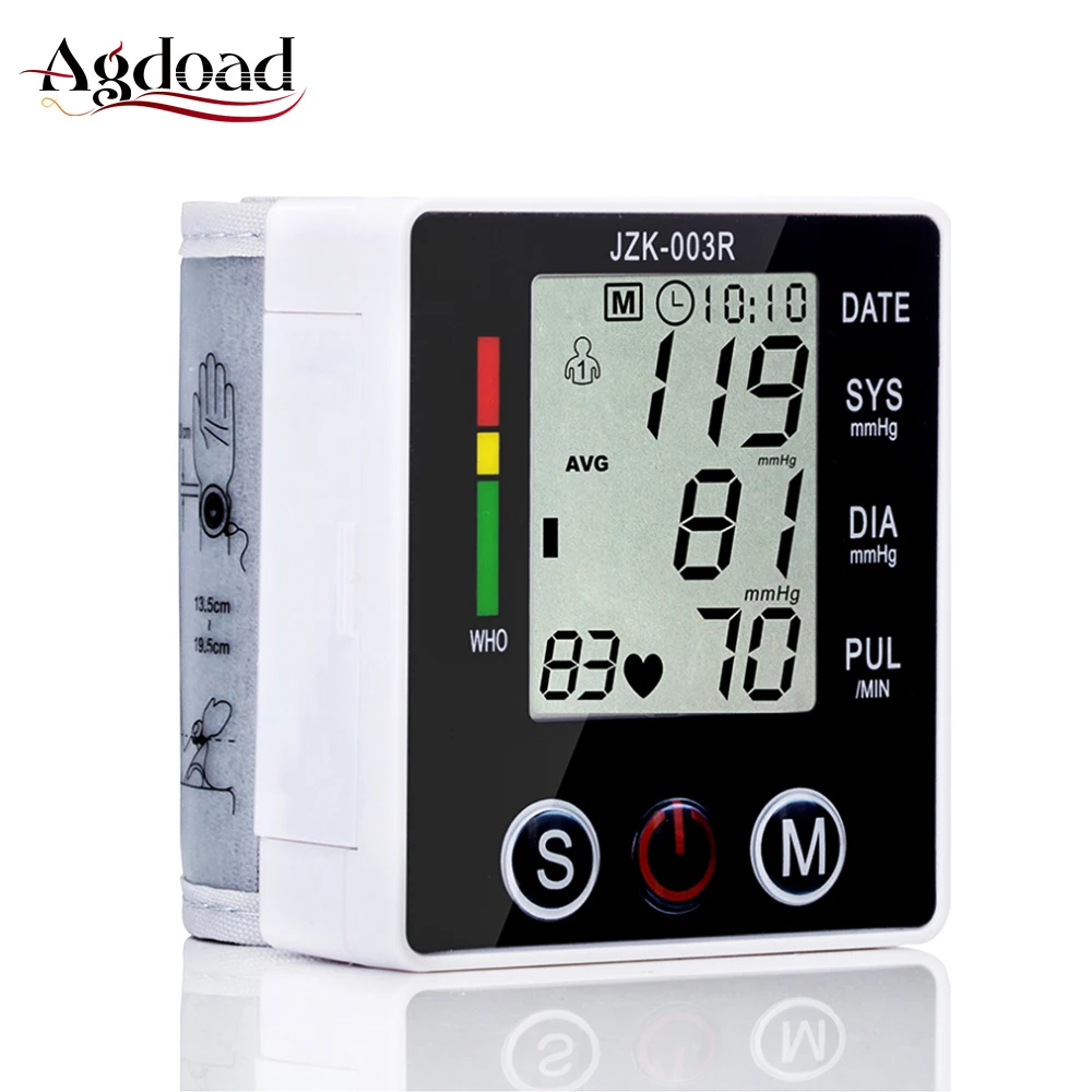 

LCD Display Blood Pressure Monitor Automatic Digital Pulsometer Wrist Pulse Meter Sphygmomanometer Family Health Monitor Tool