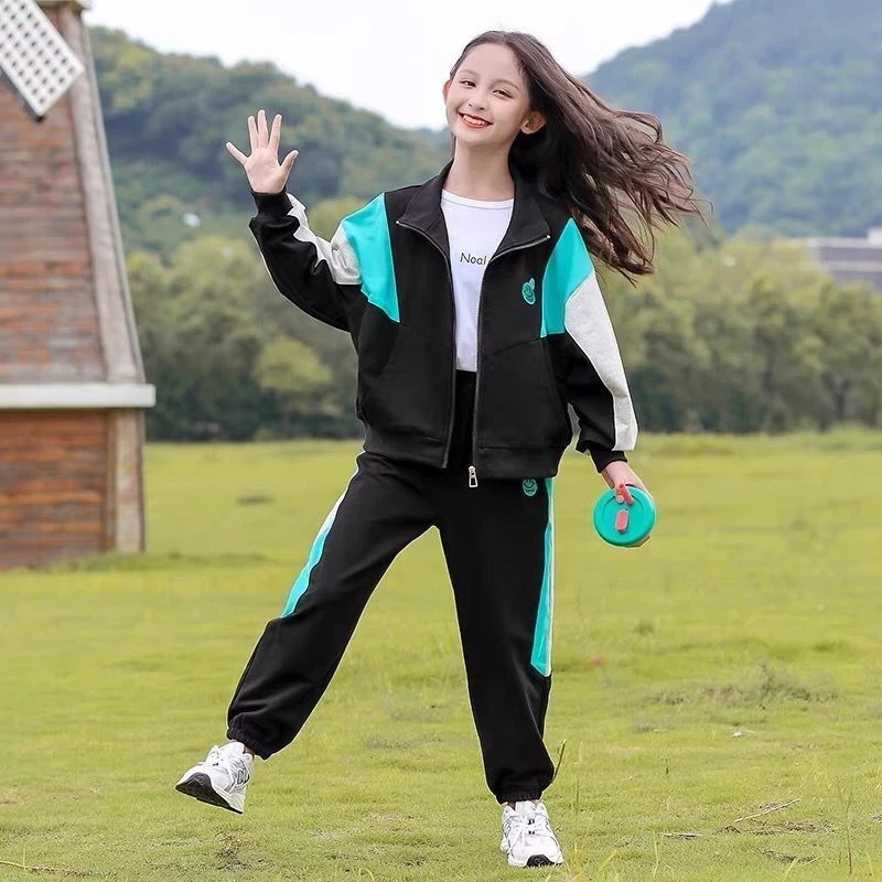 

Teens Girls Spring Autumn Sport School Uniform Kids Baby Clothing Set 2Pcs Children Youth Boy Active Campus Sportswear Tracksuit