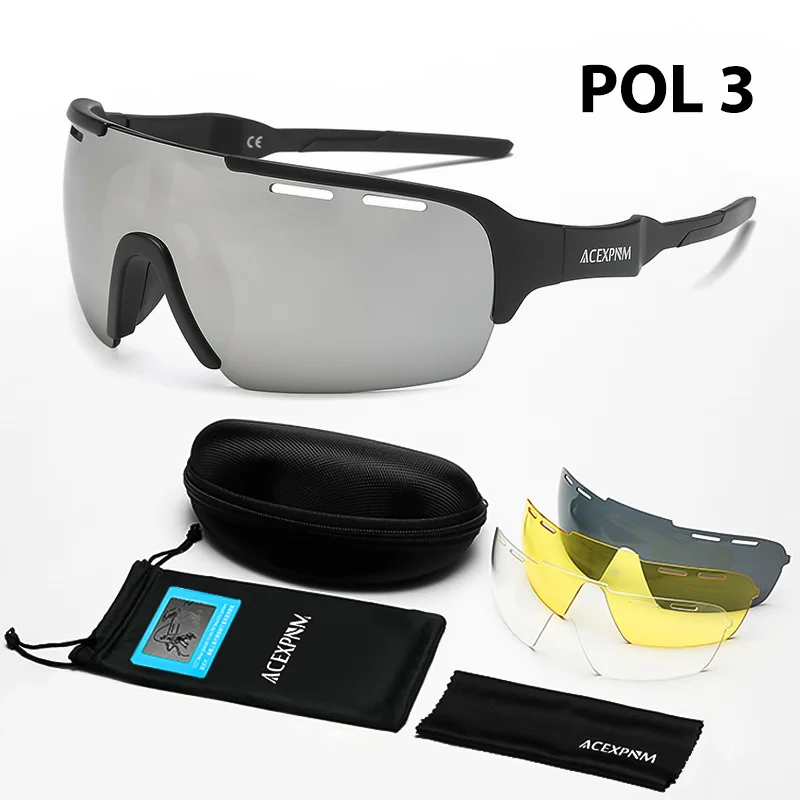 Поляризованные спортивные мужские велосипедные очки с 3 линзами, уличные велосипедные очки для горного велосипеда, велосипедные очки UV400, велосипедные солнцезащитные очки - Цвет: PO3