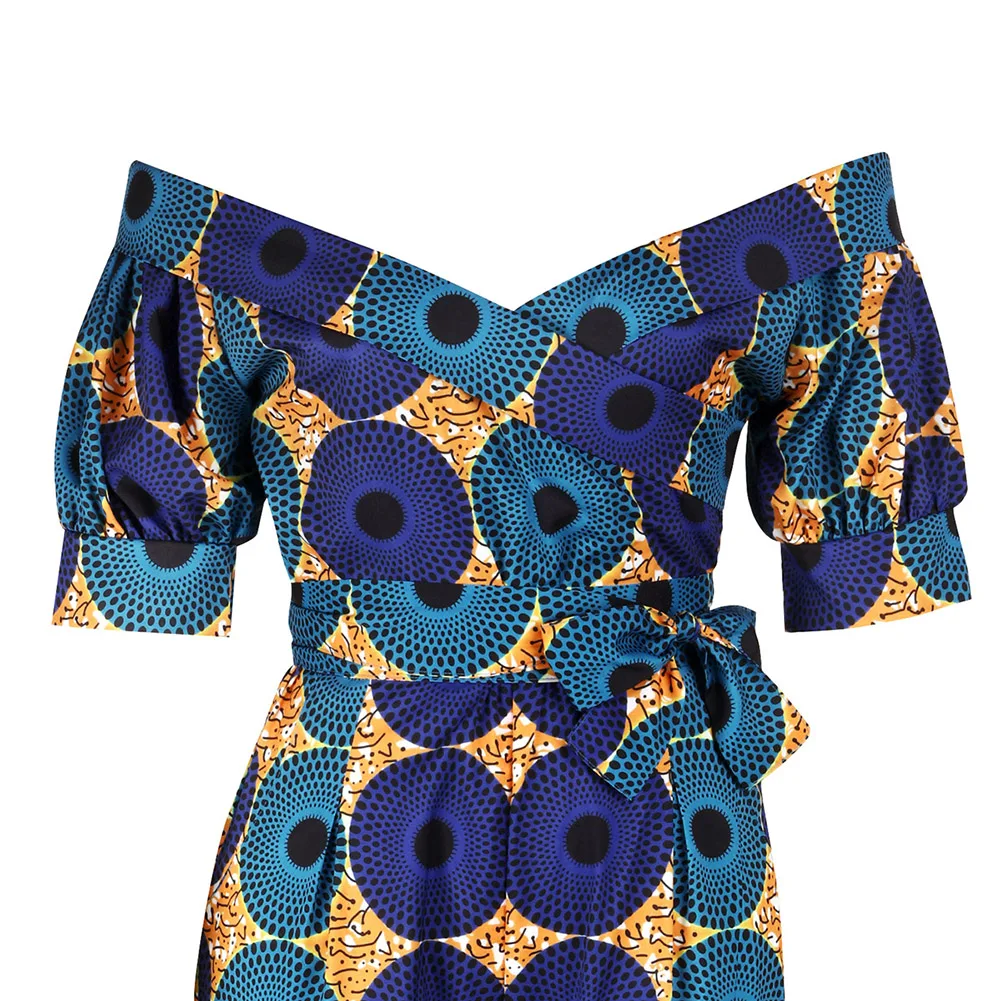 Fadzeco Новая африканская одежда осенний женский халат африканская брюки-комбинезоны Дашики с открытыми плечами африканские платья для женщин