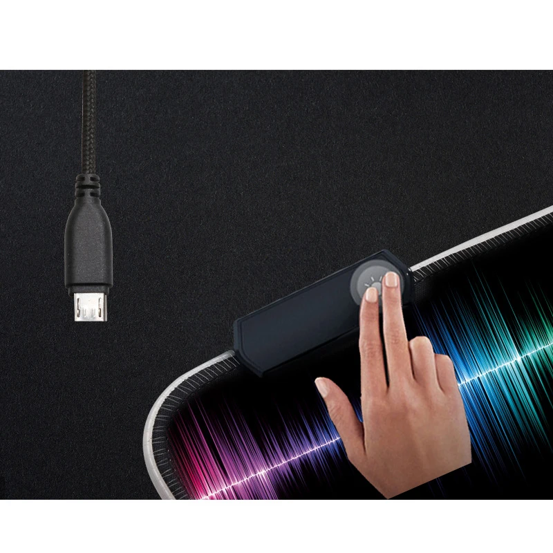 LED Light Desk Mat Big Computer Mousepad Medium 60x30 80x30 90x40cm RGB
