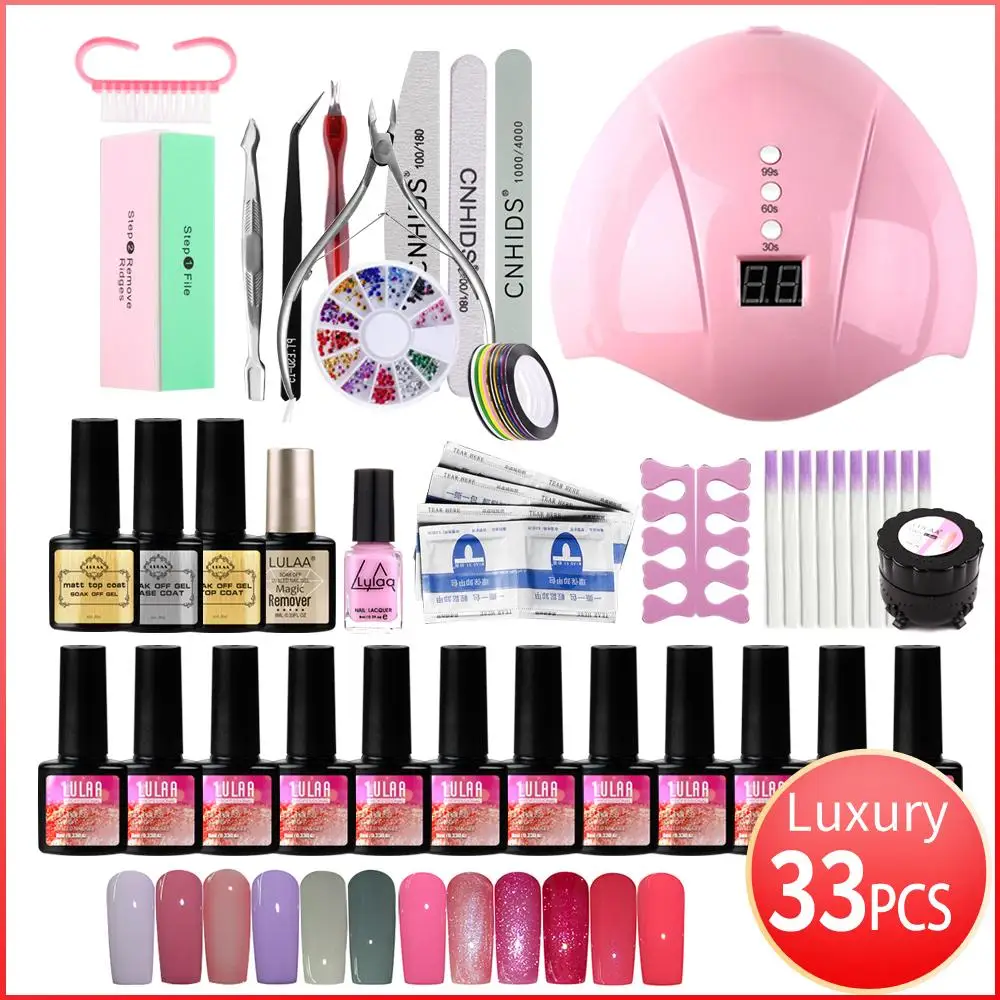 

Nail Art Set UV LED Lamp Dryer 36W Nail Gel Polish Kit Soak Off Manicure Set Nails drill For Nails Art Tools 14/18/27/33pcs/set