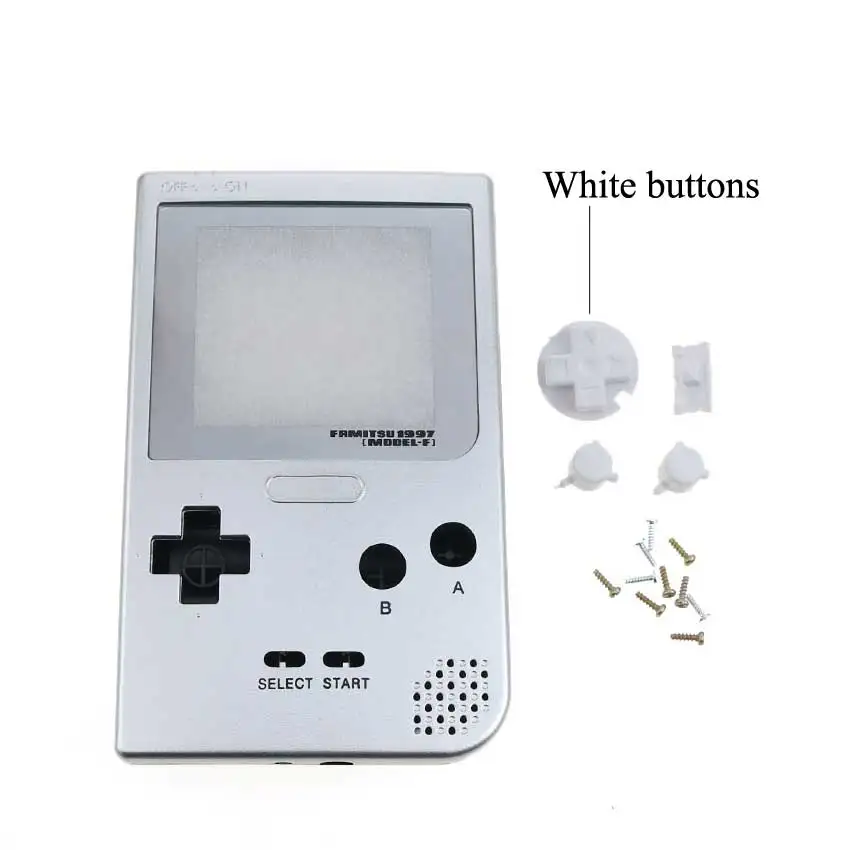 YuXi для карманной игровой консоли Gameboy корпус Корпус Замена для GBP прозрачный пластиковый чехол с кнопками и винтами - Цвет: silver case white