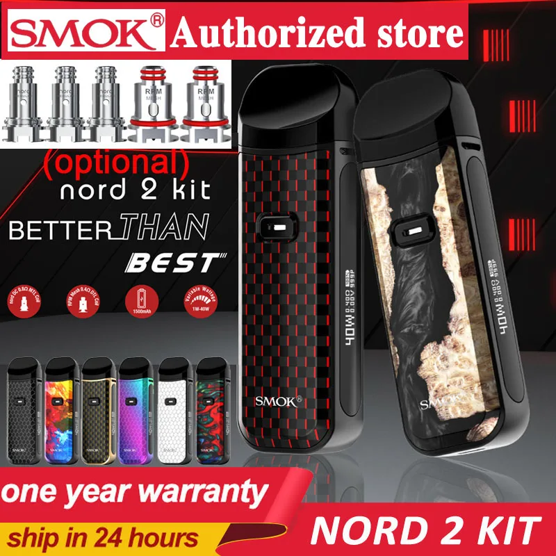 SMOK-kit de vapeo nord 2, batería de 1500mah, cigarrillo electrónico de 40W, Cartucho de 4,5 ML, pantalla OLED de 0,69 pulgadas, RPM y bobinas nord