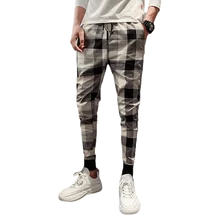 Классические мужские брюки, клетчатые полосатые брюки, мужские винтажные Модные мужские s джоггеры, Осенние повседневные облегающие трендовые уличные брюки для мужчин