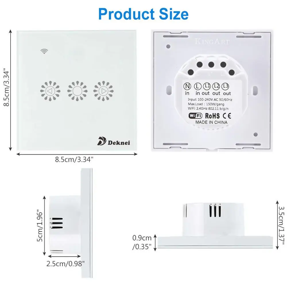 Teekar WiFi Dimmer Switch Smart Light Touch Switch Dimming For Amazon Alexa Google Home Dimmable UK/EU Standard Water Drop Shape