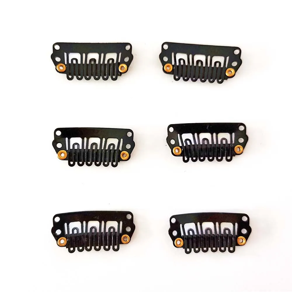 

100Pcs/Lot 28mm 6 Teeth U Tip Snap Metal Clips With Silicone For Hair Extensions/Wig/Weft Clips Weave Toupee Clips Styling Tools