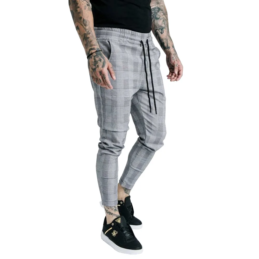 

Fashion Men Pants Streetwear Hip Hop Joggers Chinos Plaid Pants Casual Slim Fit Sweatpants Mens Jogging Gym Trousers Sportswear