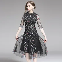 Женское платье в европейском и американском стиле, стиль, Хепберн, Ретро стиль, вырез лодочкой, Марлевое соединение, полое, облегающее платье для похудения