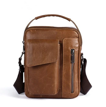 

Genuine Cow Leather Men Business Messenger Bag Zipper Design Handbag Capacity Men Messenger Bags Tote Bag