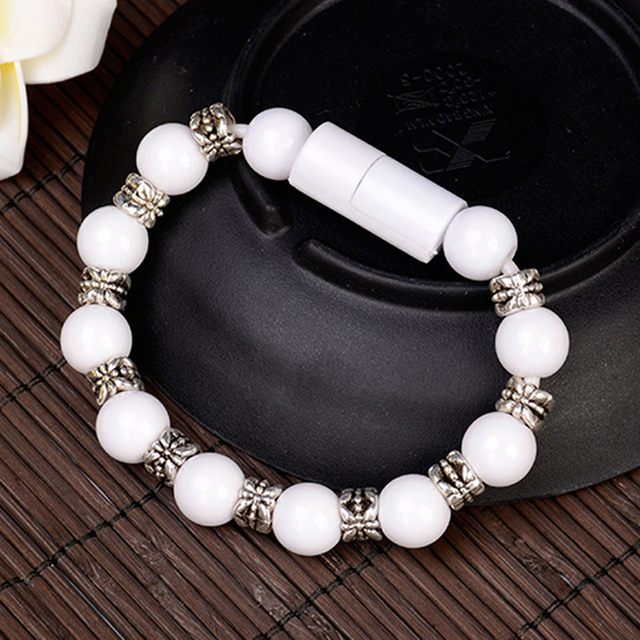 Smart Charger Bracelet Beads USB Invisible Charging Data for IPhone Type C Android Women Bracelet Jewelry Wrist