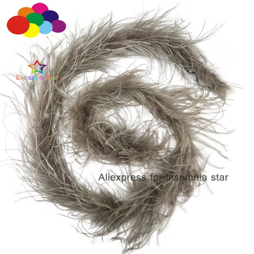

New 2M cool grey Ostrich Feather Plume Boas Scarf Handcraft for Crafts for Wedding Decoration Dance Performance Handcrafts
