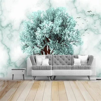 

Custom 3D wallpaper mural small fresh creative abstract big tree marble pattern bedroom background wall mural
