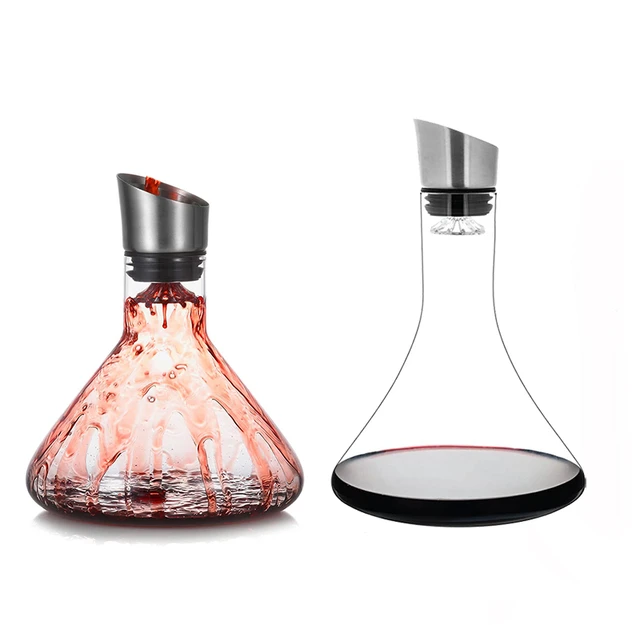 Wine Decanter With Aerator Pourer Lid - 2 In 1-100% Hand Blown