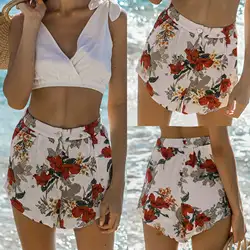 2019 горячая Распродажа летние цветочные принты с эластичной резинкой на талии женские шорты сексуальные короткие летние пляжные шорты