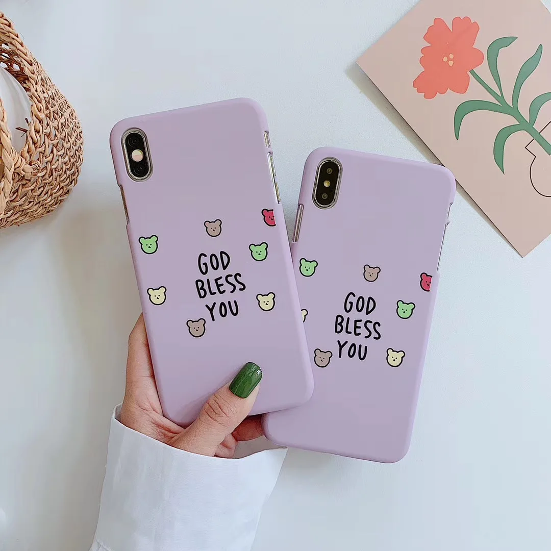 

INS Korea cute cartoon pink cookie bear phone case for iPhone Xs MAX Xr X 6 6s 7 8 plus interesting candy color back cover