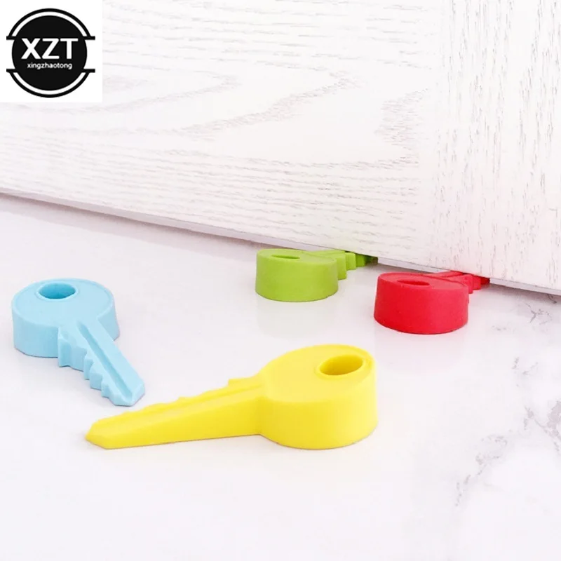 Silicone Key Style Door Stopper Keychain Home Decor Kid Portable Finger Safety Protective Door Stop Doorstop Wedge