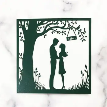 

12pcs Pearl Paper Wedding Invitation Cards Business Invitation Card Kit With Laser Cutting，Lover Pattern Design Envelope