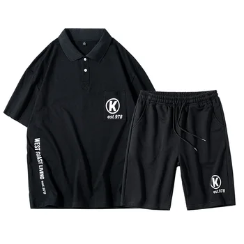 

WWKK 2020 Fashion t-shirt Shorts Set Men Summer 2pc print Tracksuit+Shorts Sets Beach Mens Casual Tee Shirts Set Sportswears