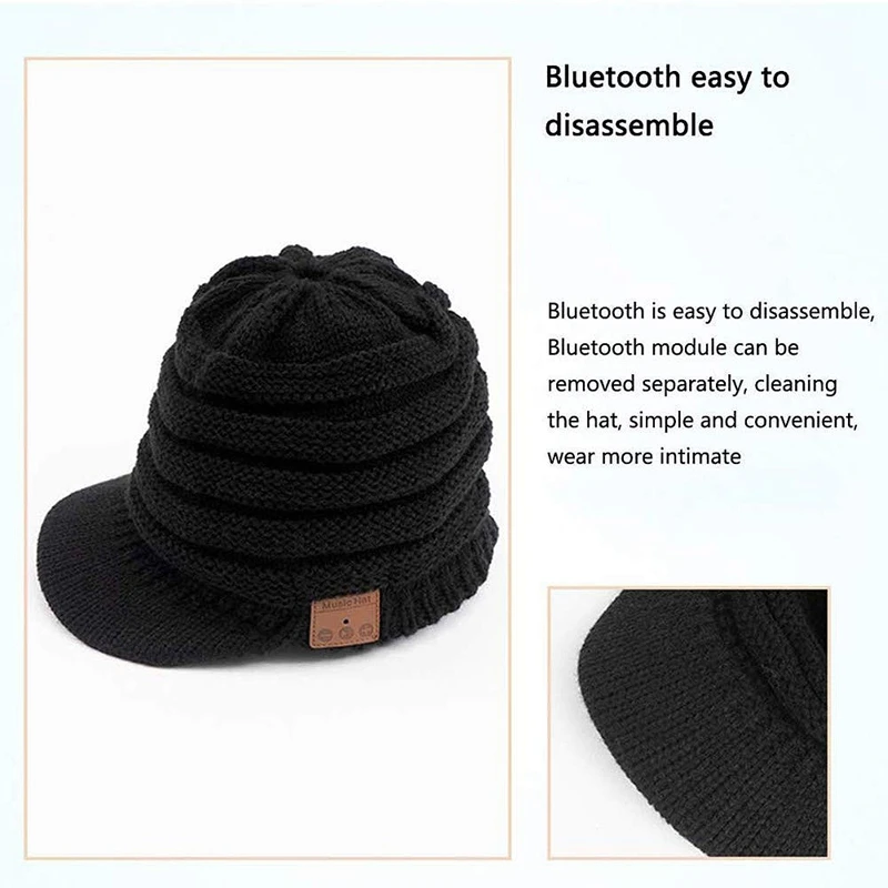 Bluetooth утка язык вязаная шапка, беспроводная бейсбольная шапка для наушников Уличная Повседневная шляпа унисекс серая черная Bluetooth шапка