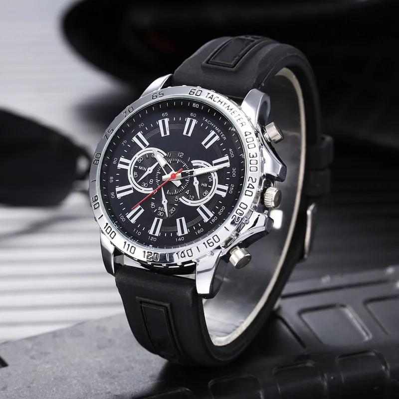 2021 Popular Brand Quartz Watches For Men Luxury Big Dial Silicone Band