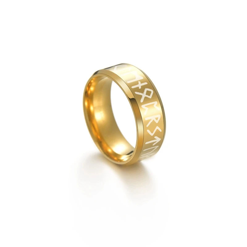 Vintage Norse Rune Stainless Steel Ring - Punk Style Amulet Jewelry